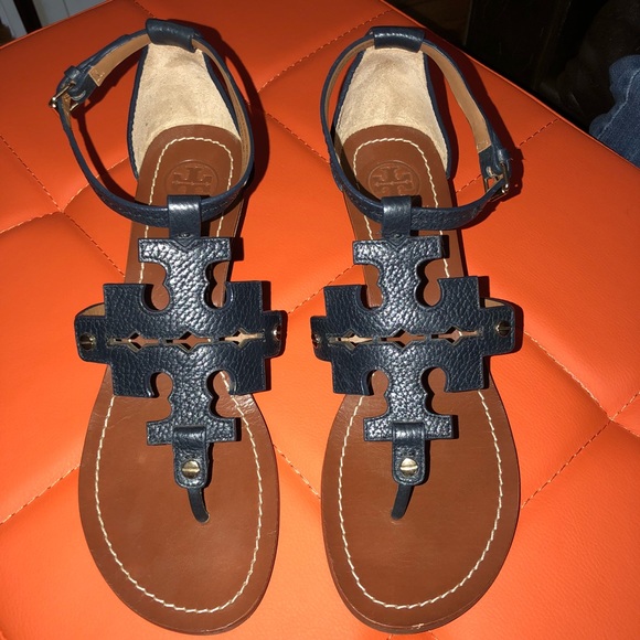 Tory Burch Shoes - Tory Burch Navy Chandler Wedge Sandals